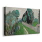 Canvas art print featuring an expressive countryside scene with tall trees and open sky, displayed at an angle