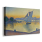 Canvas art print featuring a nautical evening scene with vessels on water, displayed at an angle