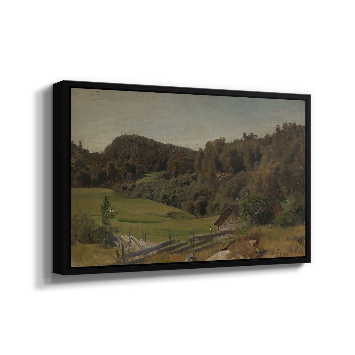 Landscape at Ljan, 1858 - Floater Framed Canvas Print