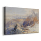 Canvas art print featuring a high mountain landscape featuring dramatic ridges and glacier terrain, displayed at an angle