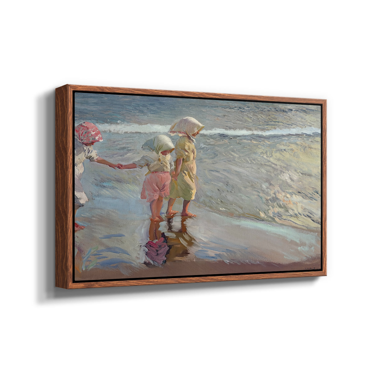 The Three Sisters on the Beach, 1908 - Floater Framed Canvas Print