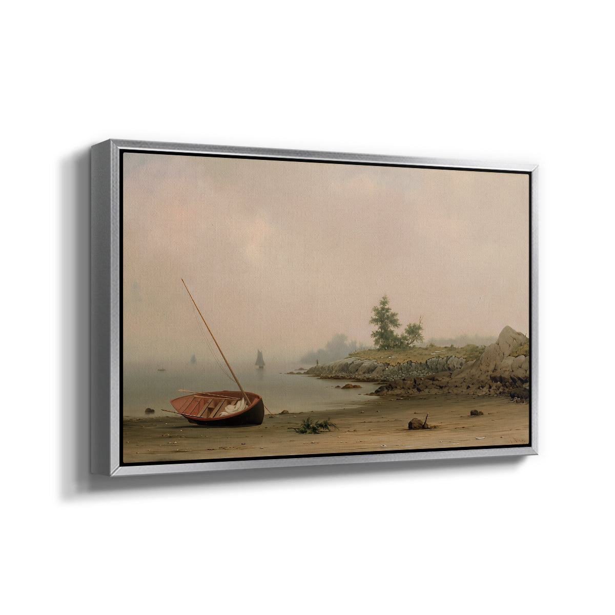 The Stranded Boat, 1863 - Floater Framed Canvas Print