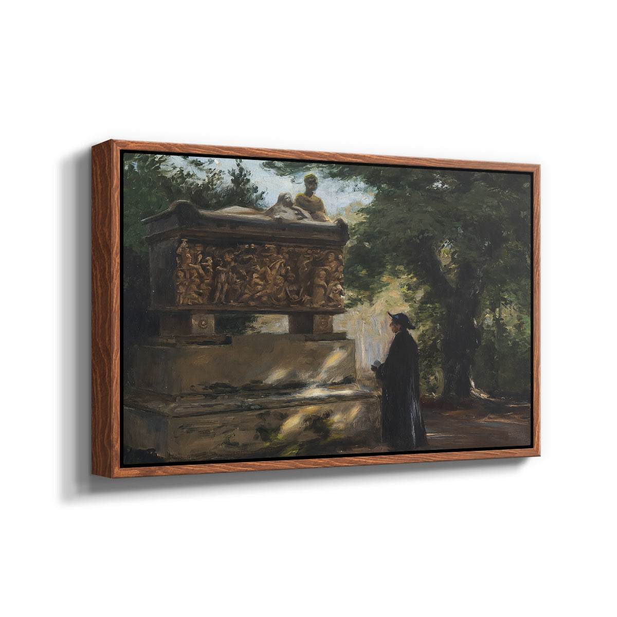 A Catholic Priest in Front of a Sarcophagus, c. 1857 - Floater Framed Canvas Print
