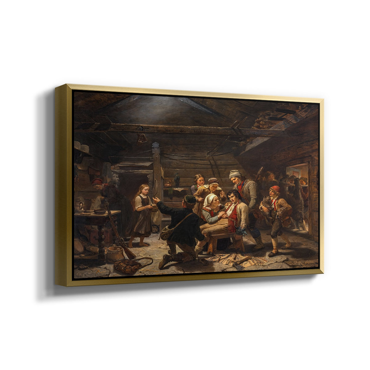 The Return of the Bear Hunter, 1856 - Floater Framed Canvas Print