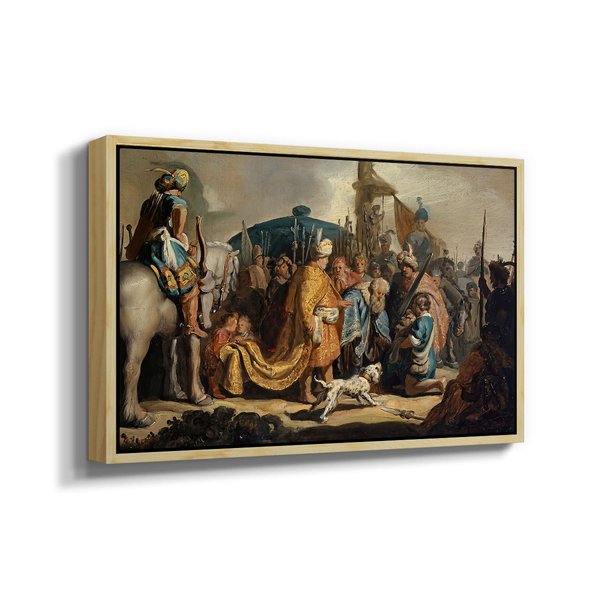 David with Goliath's Head in front of Saul, for Rembrandt, 1627 - Floater Framed Canvas Print