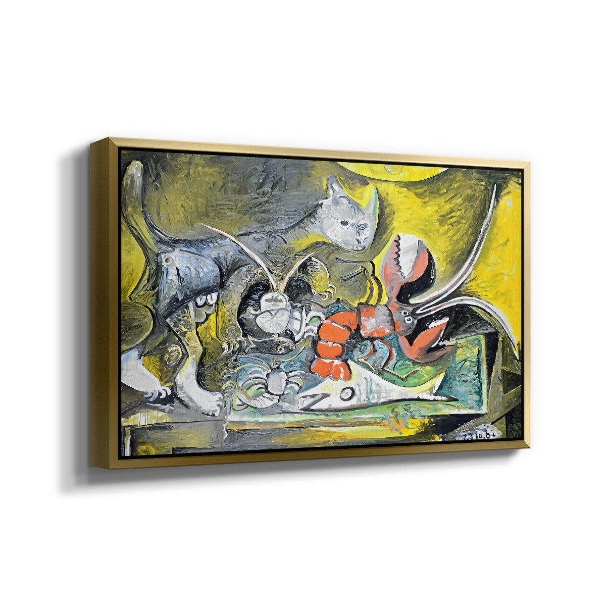 Still Life with Cat and Lobster, 1962 - Floater Framed Canvas Print