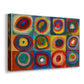 Canvas art print featuring a systematic exploration of color relationships within repeated structure, displayed at an angle