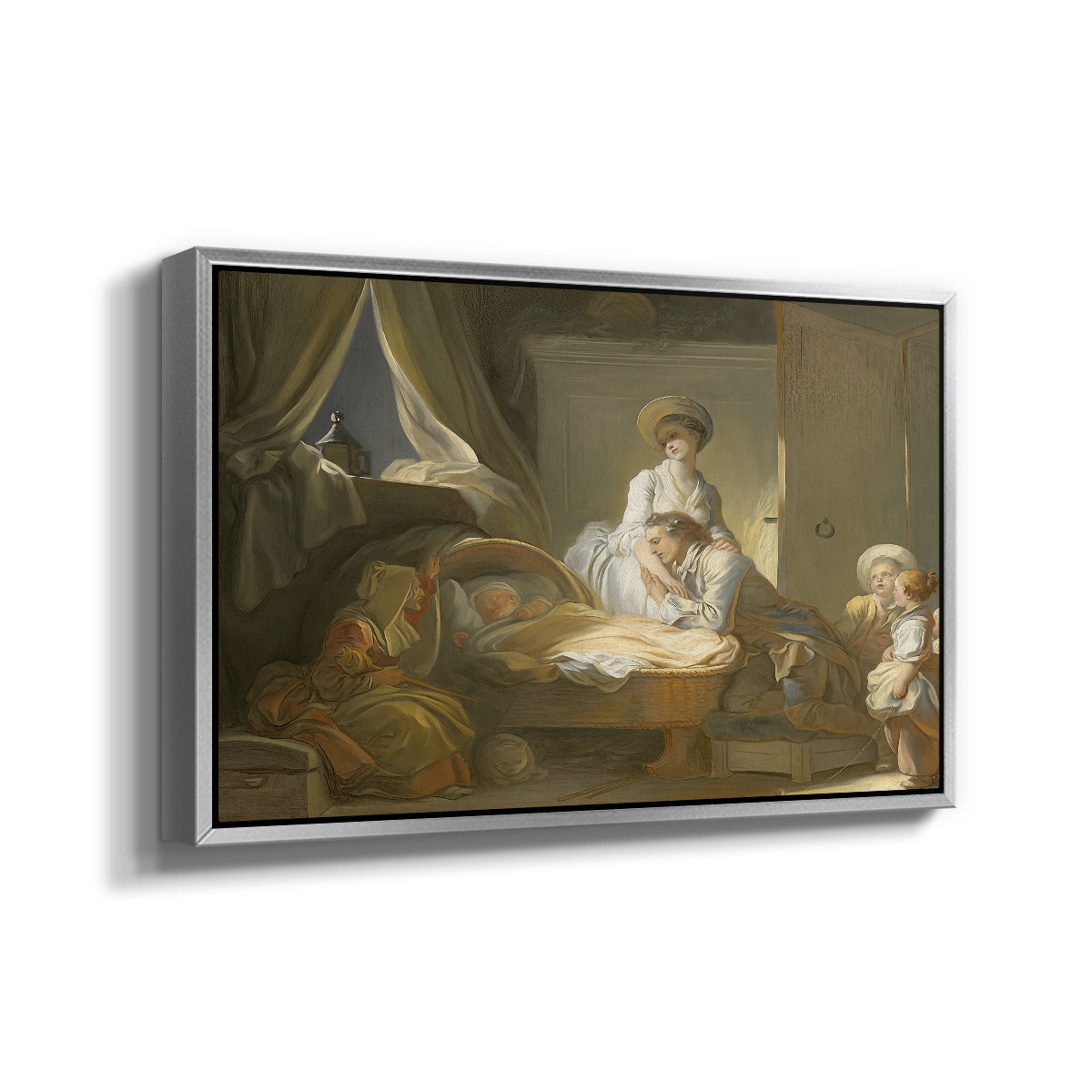 The Visit to the Nursery, c. 1775 - Floater Framed Canvas Print