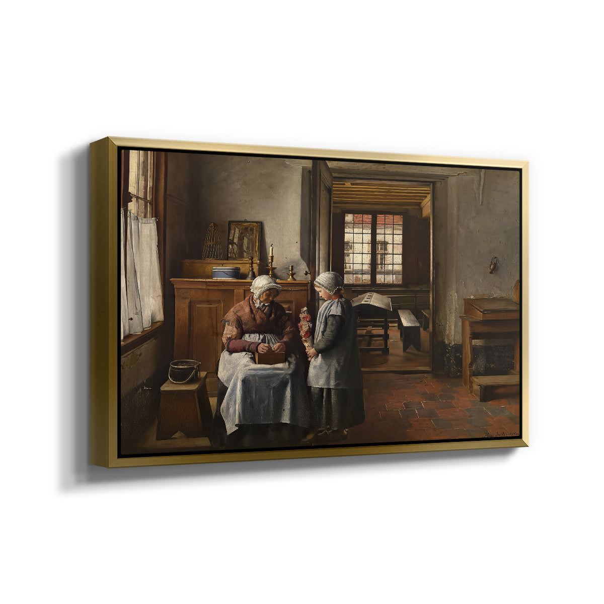 Grandmother's Feast, 1873 - Floater Framed Canvas Print