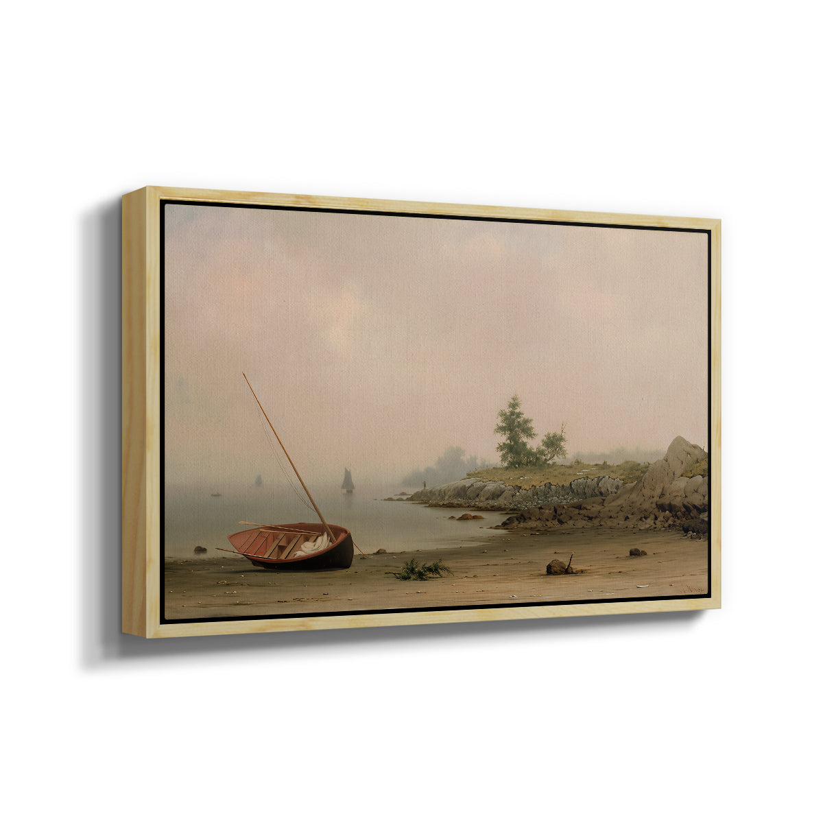 The Stranded Boat, 1863 - Floater Framed Canvas Print