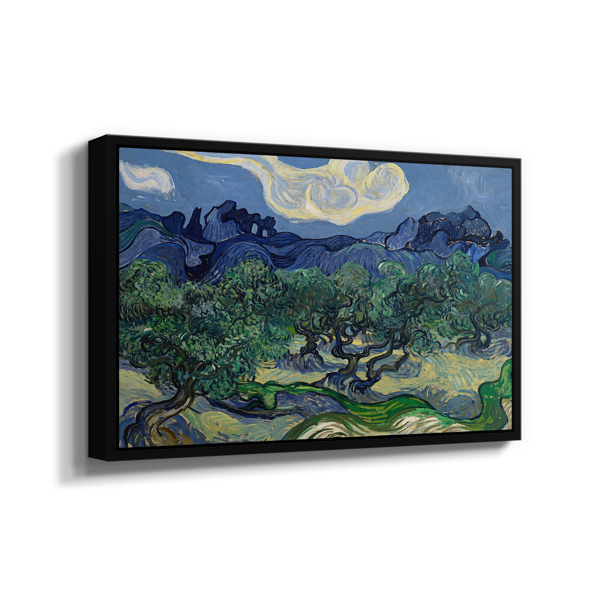Olive Trees with the Alpilles in the Background, 1889 - Floater Framed Canvas Print