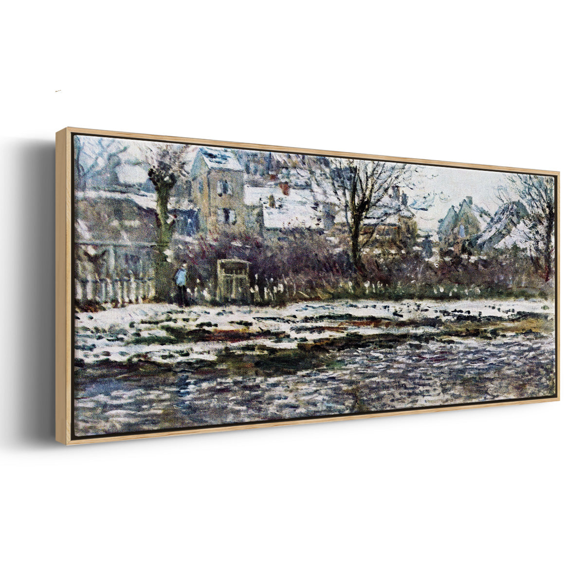 Snow in Vétheuil - Floater Framed Canvas Print