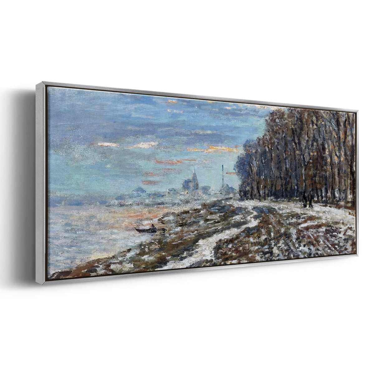 The Promenade at Argenteuil, Winter's Evening, 1875 - Floater Framed Canvas Print