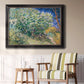Impressionist lilac flower painting by Vincent van Gogh in an ornate black frame with gilded inner detail displayed in a light-toned interior setting.