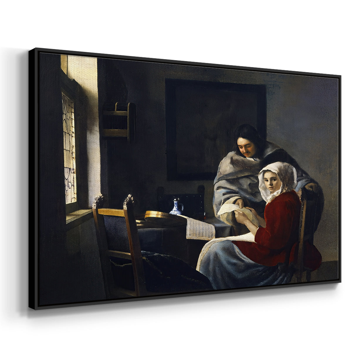Girl Interrupted at Her Music, c. 1658-1659 - Floater Framed Canvas Print