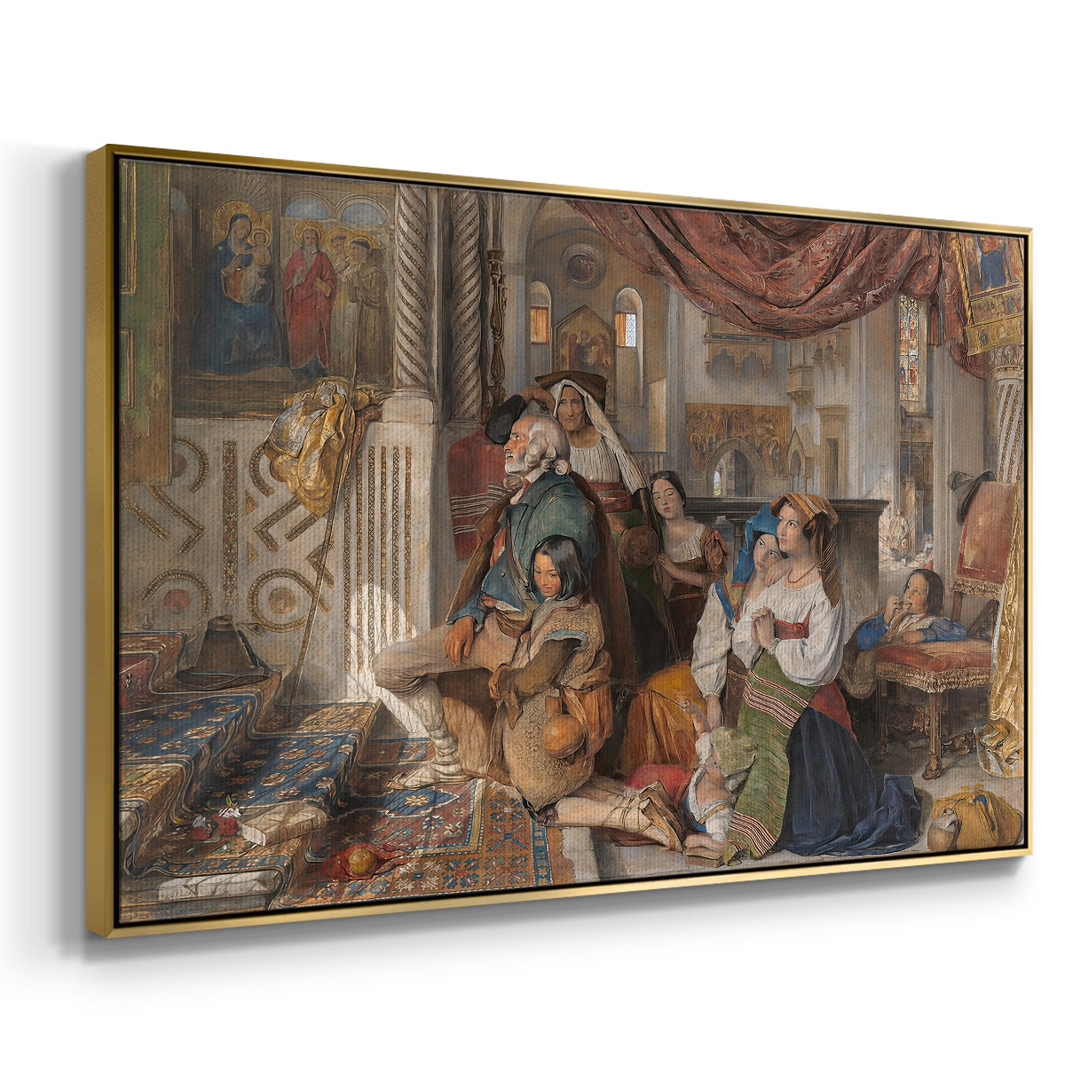 Roman Pilgrims, 1854 - Floater Framed Canvas Print