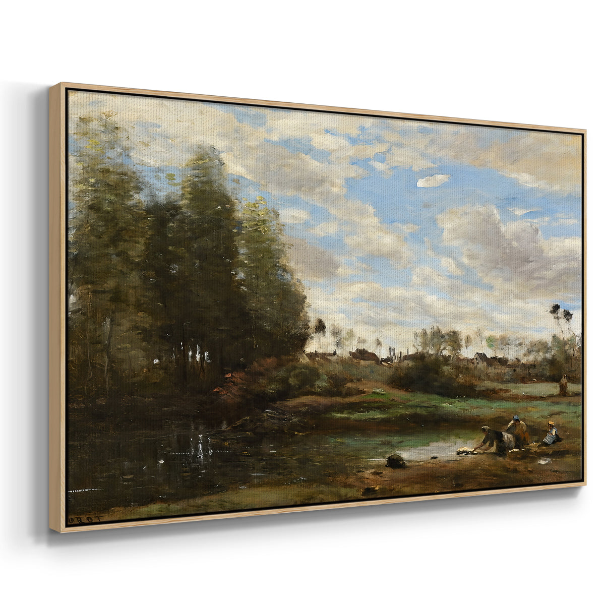 Washerwomen at the Water's Edge, c. 1860-1870 - Floater Framed Canvas Print