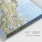 Close-up view of wrapped canvas corner featuring .