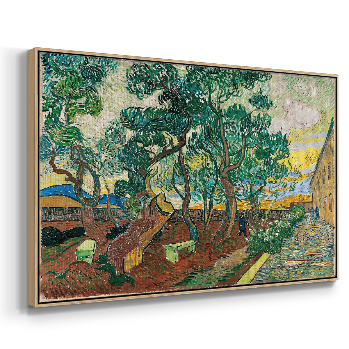The Garden of Saint-Paul Hospital, 1889 - Floater Framed Canvas Print