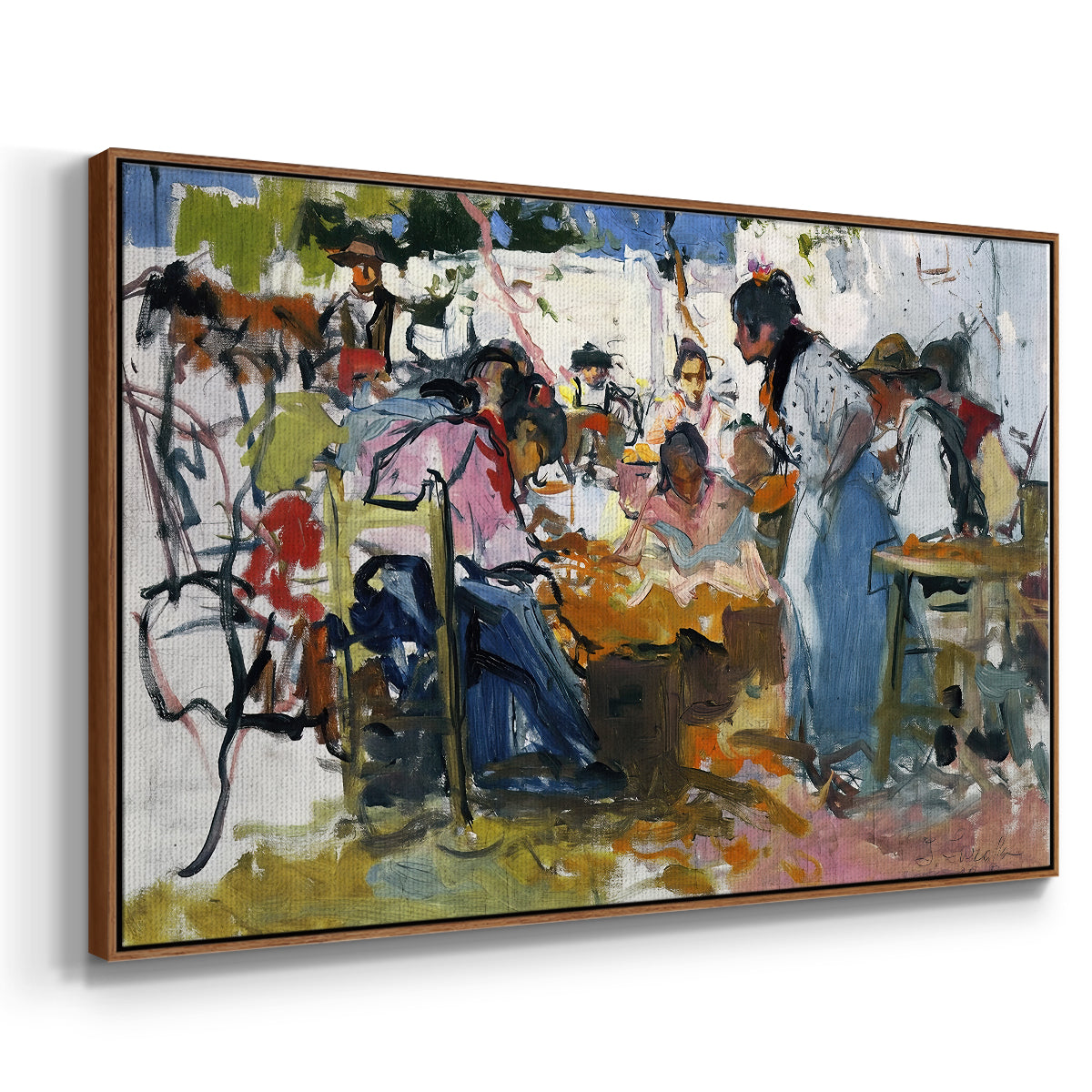 Net Menders in Valencia, 1909 - Floater Framed Canvas Print