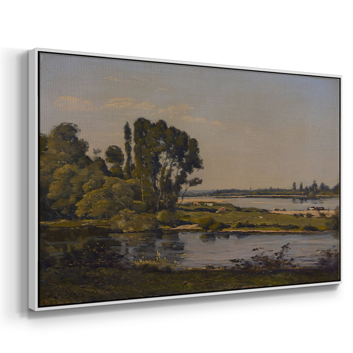 Landscape with a River, 1892 - Floater Framed Canvas Print