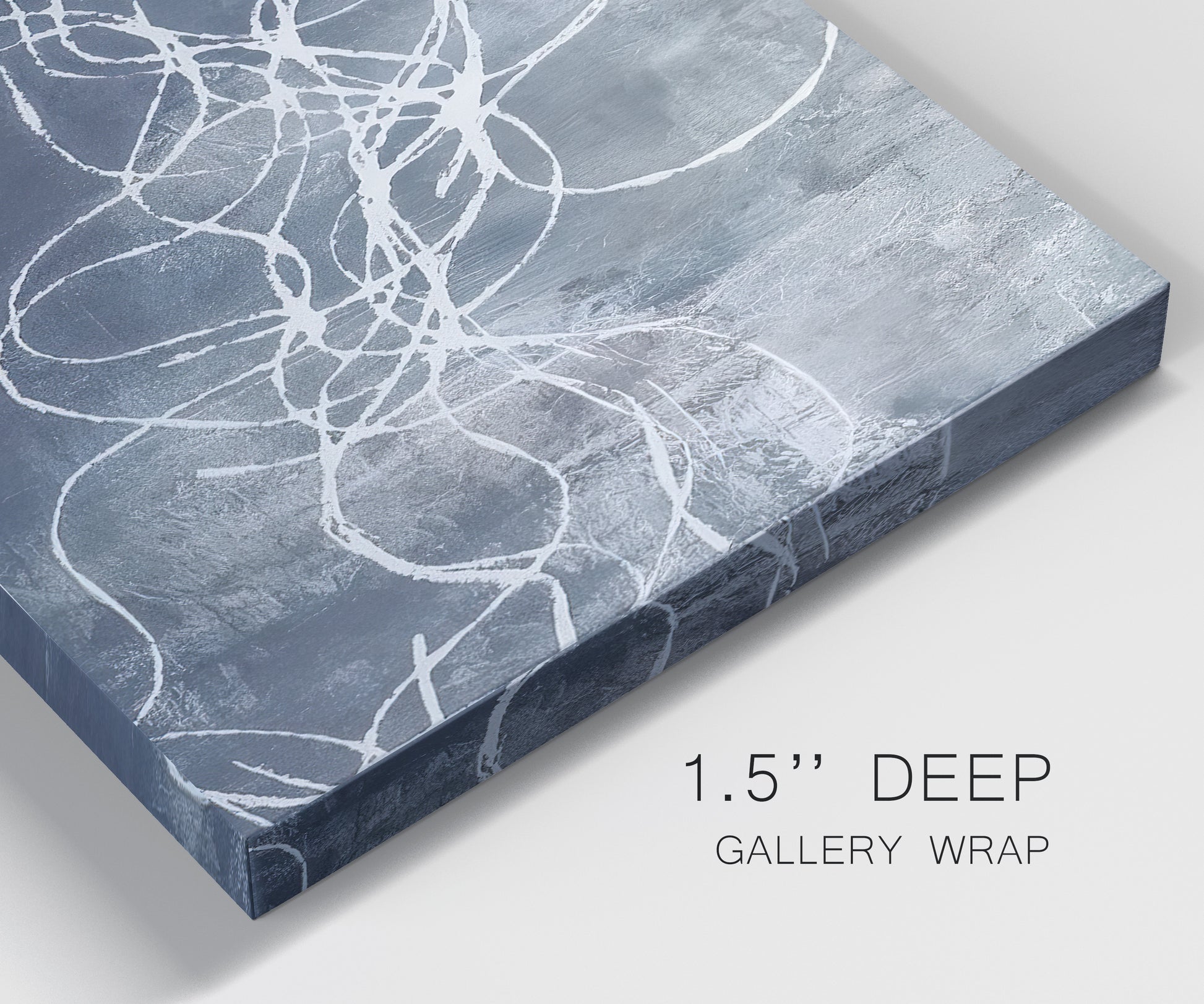 Close-up view of wrapped canvas corner featuring coastal shoreline at golden hour.