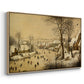 Winter Landscape with Skaters and Bird Trap, 1565 - Floater Framed Canvas Print