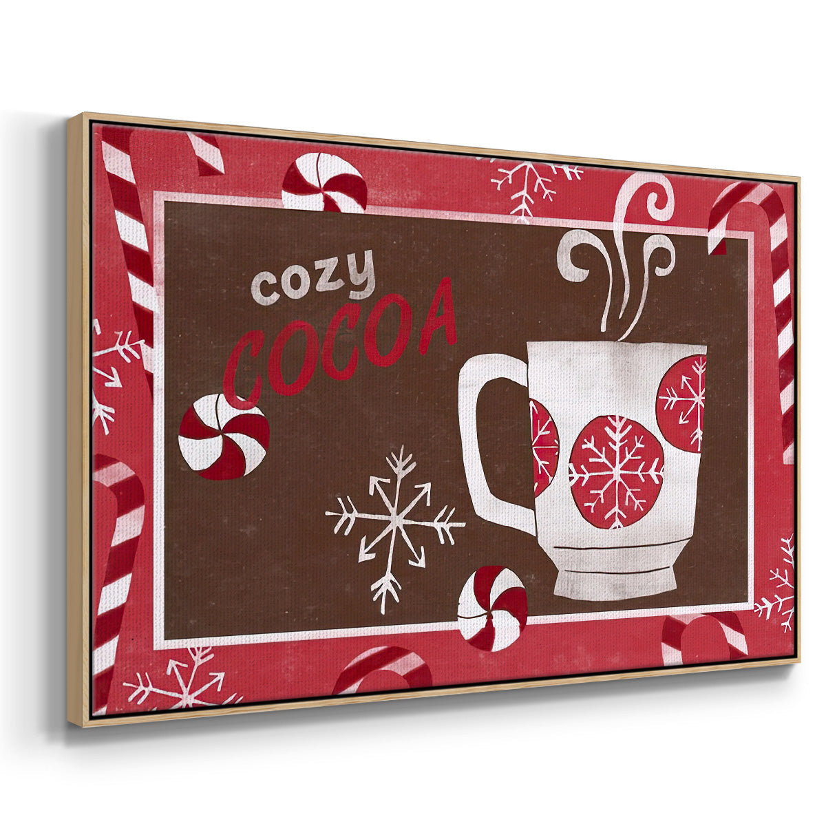 Cozy Cocoa Christmas Collection A - Framed Gallery Wrapped Canvas in Floating Frame