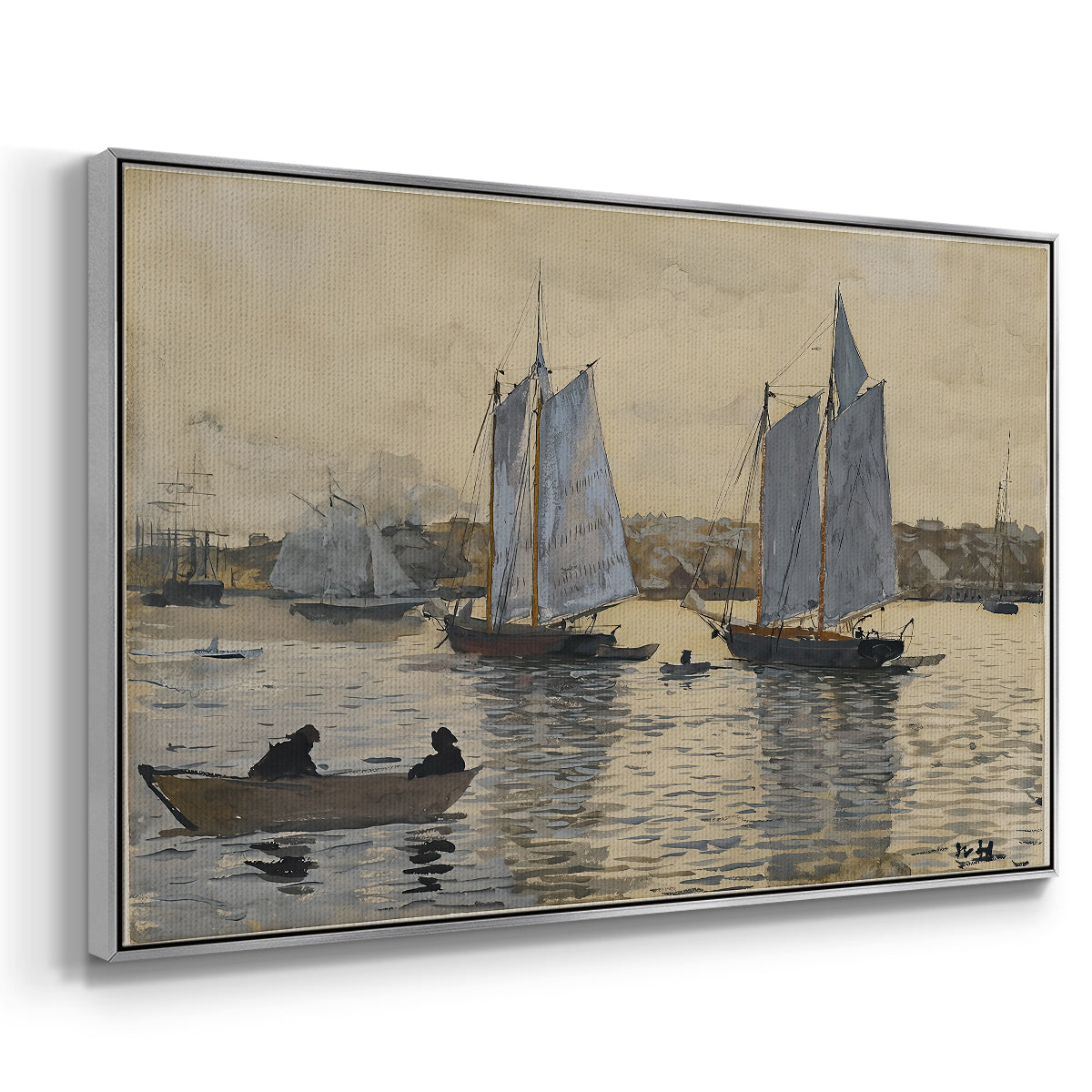 Two Schooners, Gloucester, c. 1880 - Floater Framed Canvas Print