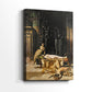 Side view of a canvas art print of a moody scene with soft light and strong contrast, showing gallery-wrapped depth.