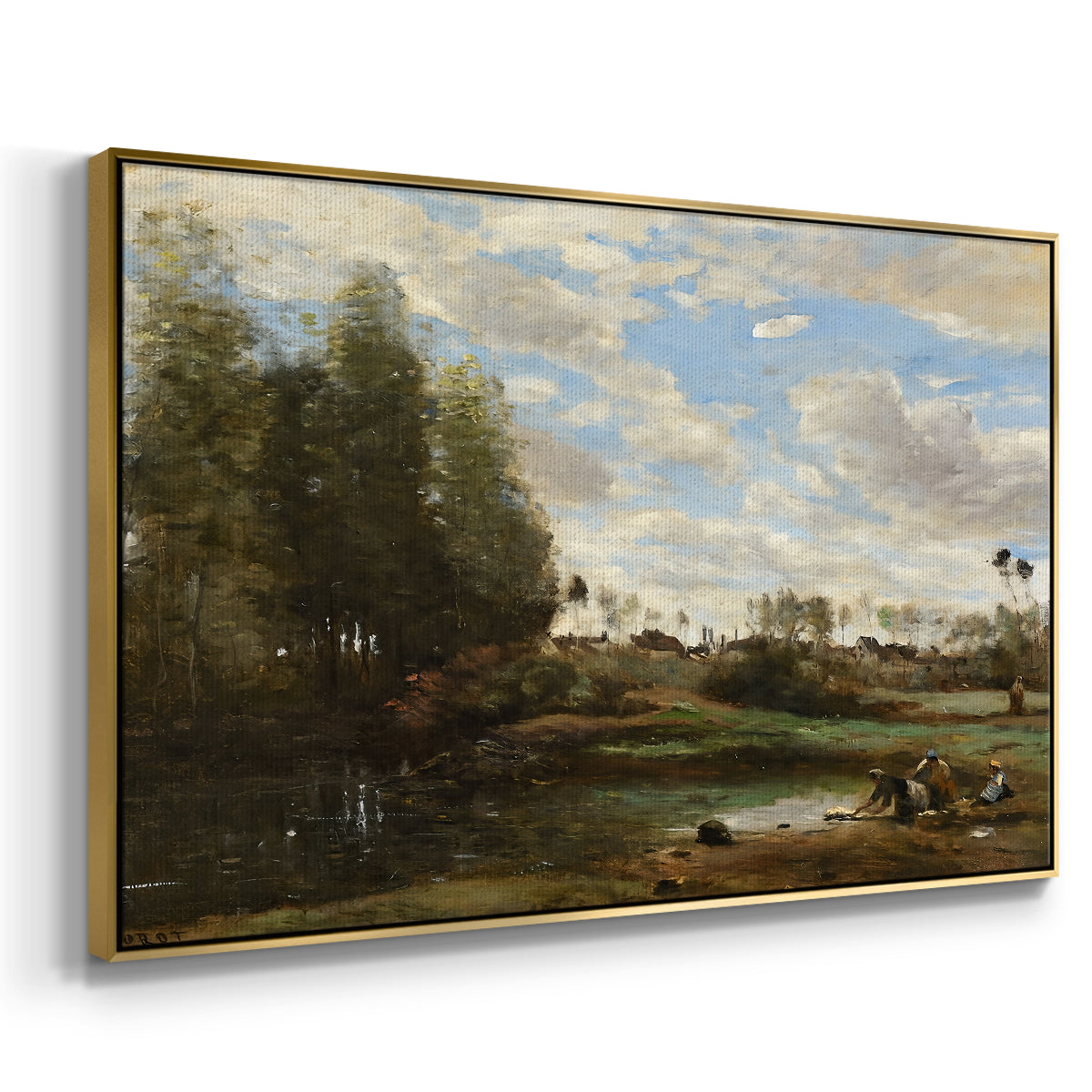 Washerwomen at the Water's Edge, c. 1860-1870 - Floater Framed Canvas Print