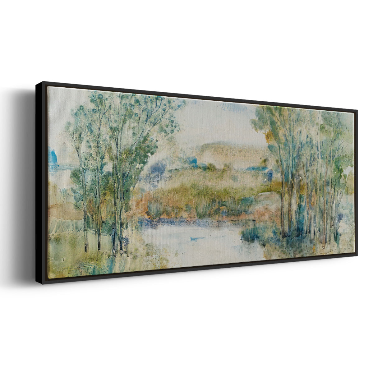 Trees on the Creek I - Floater Framed Canvas Print