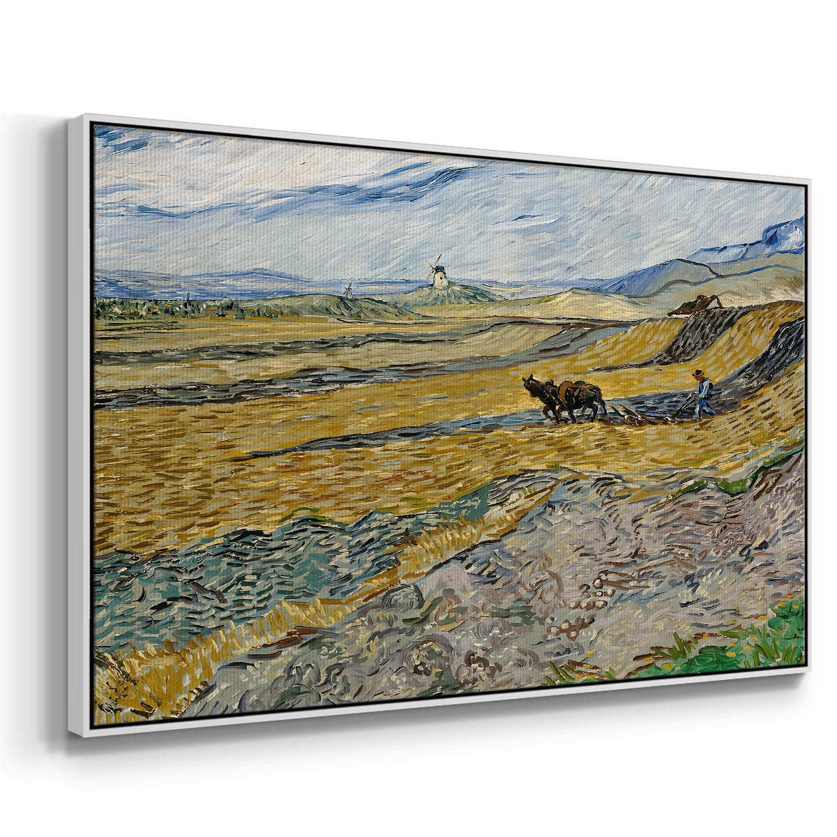 Enclosed Field with Ploughman, 1889 - Floater Framed Canvas Print