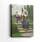 Side view of a canvas art print of a dignified portrait with smooth tones and calm presence, showing gallery-wrapped depth.