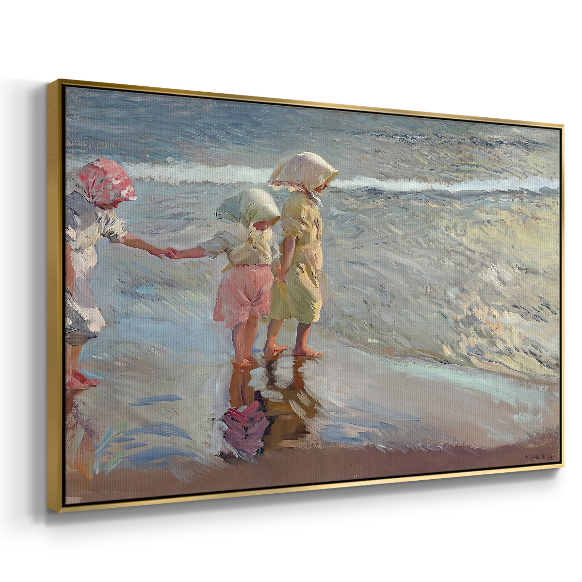 The Three Sisters on the Beach, 1908 - Floater Framed Canvas Print