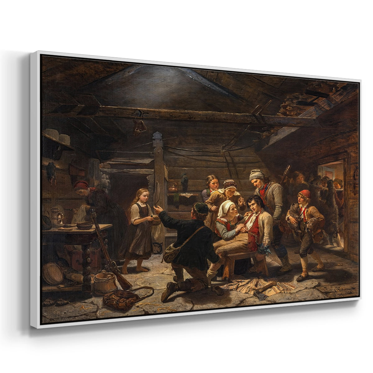 The Return of the Bear Hunter, 1856 - Floater Framed Canvas Print
