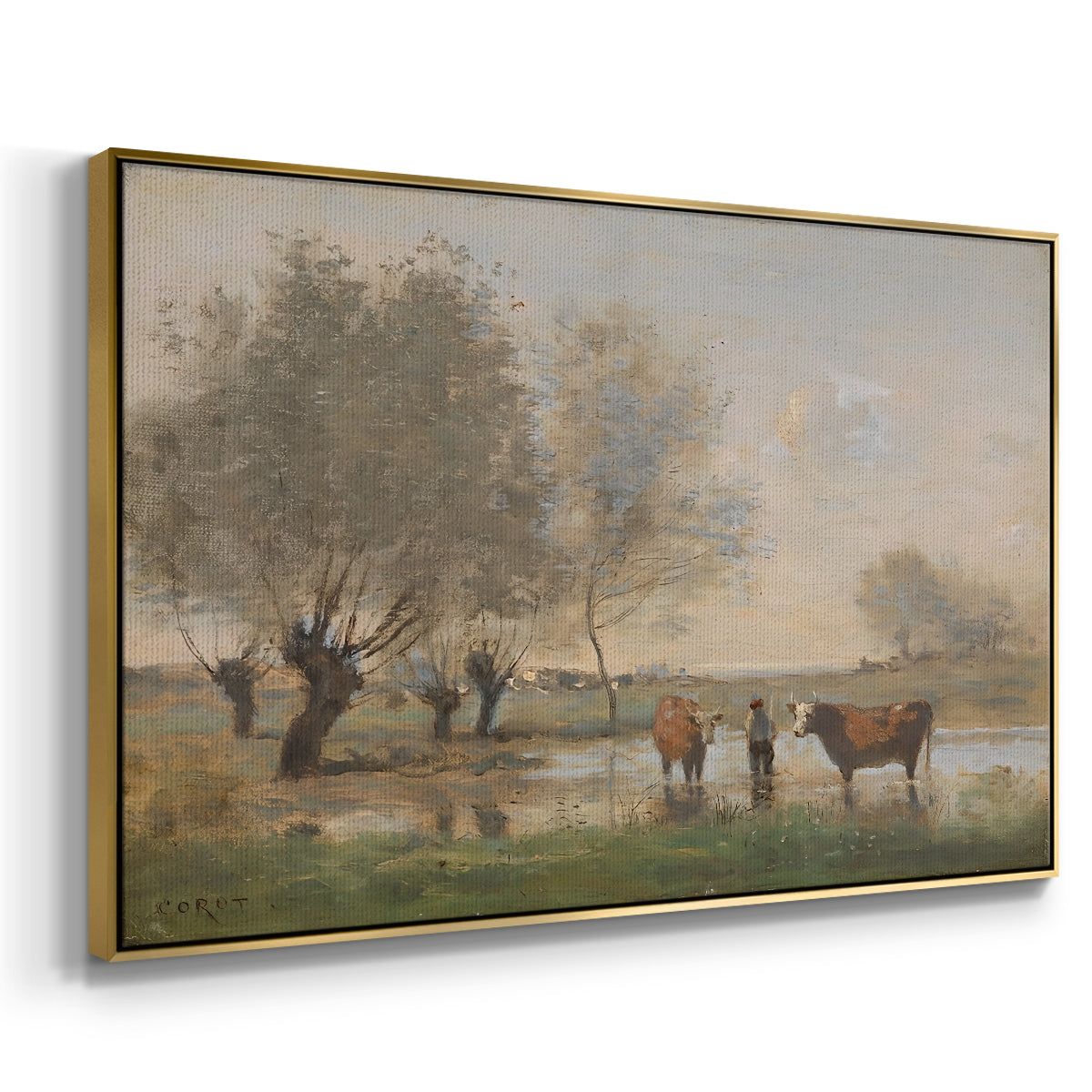 Cows in a Marshy Landscape, c. 1873-1874 - Floater Framed Canvas Print