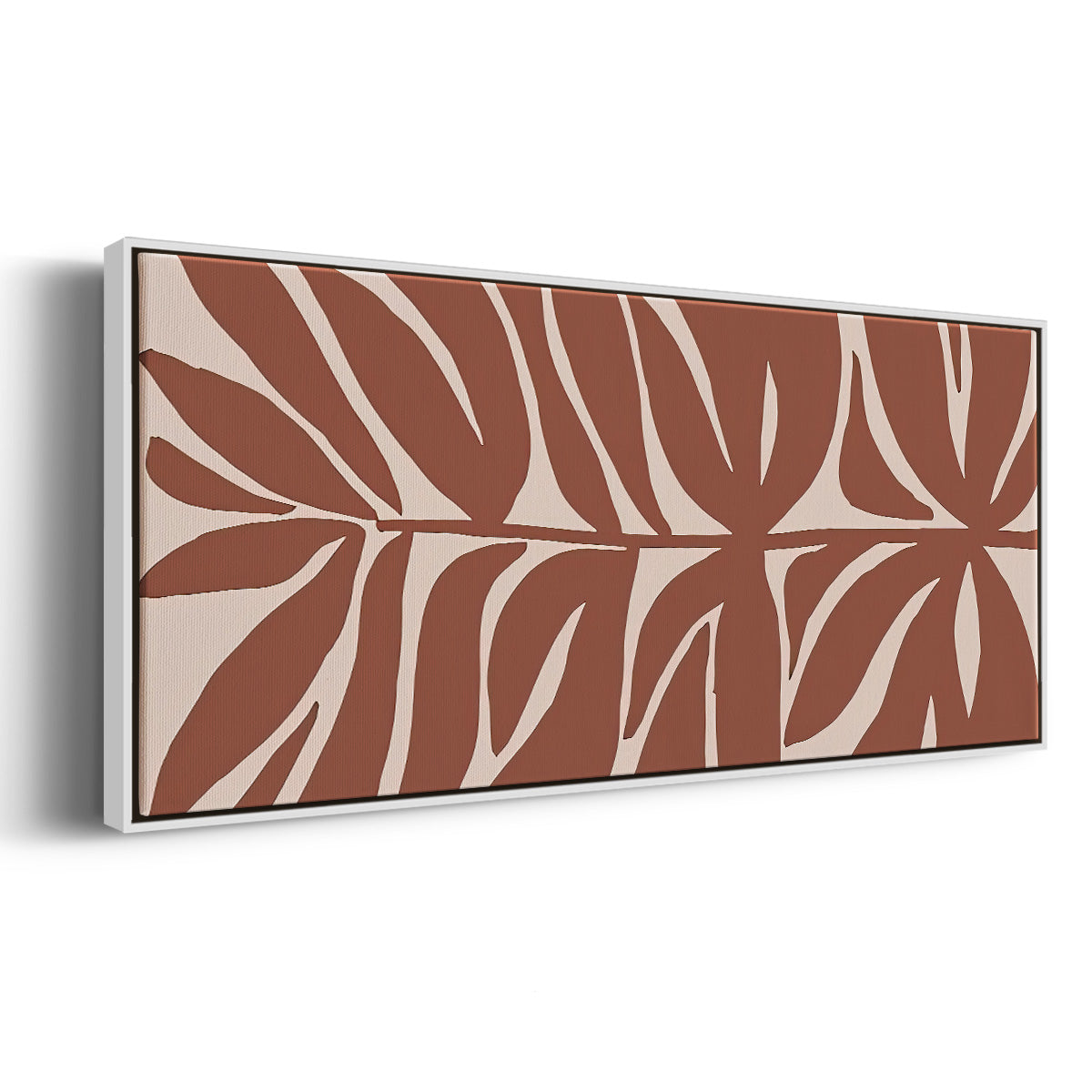 Terra Cotta Block Palms II - Floater Framed Canvas Print