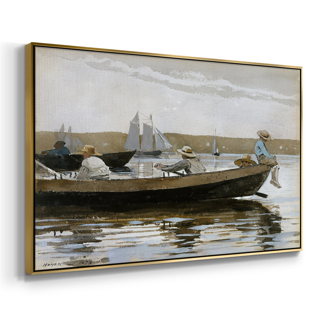 Boys in a Dory, 1873 - Floater Framed Canvas Print