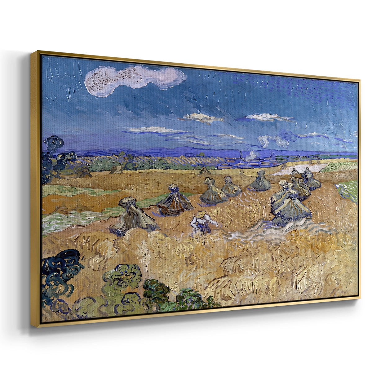 Wheat Field with Reaper, Auvers, 1888 - Floater Framed Canvas Print