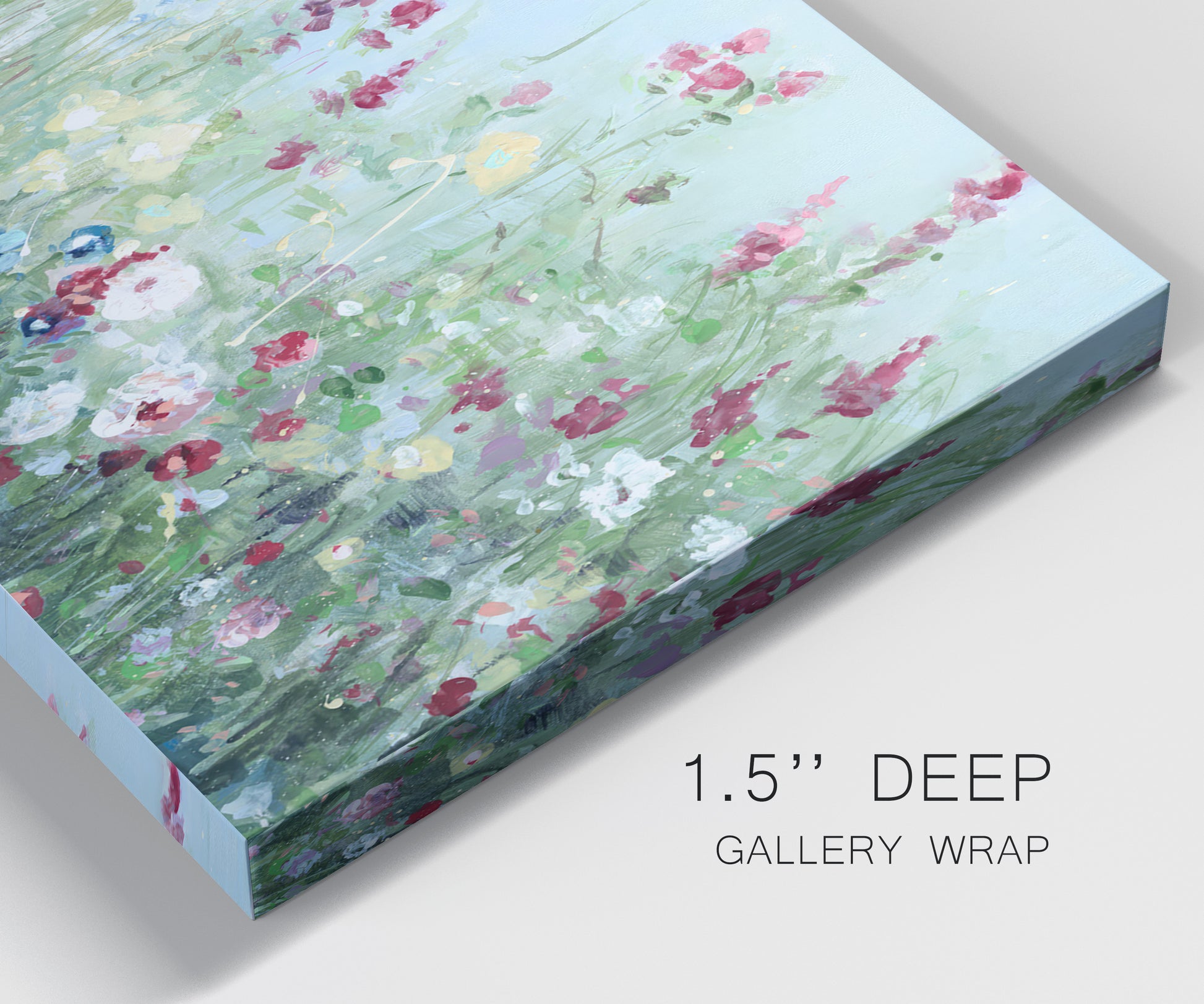 Close-up view of wrapped canvas corner featuring night landscape silhouette photography.