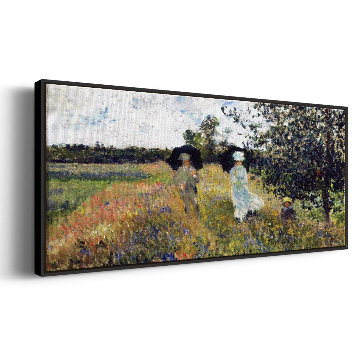The Promenade Near Argenteuil, 1875 - Floater Framed Canvas Print