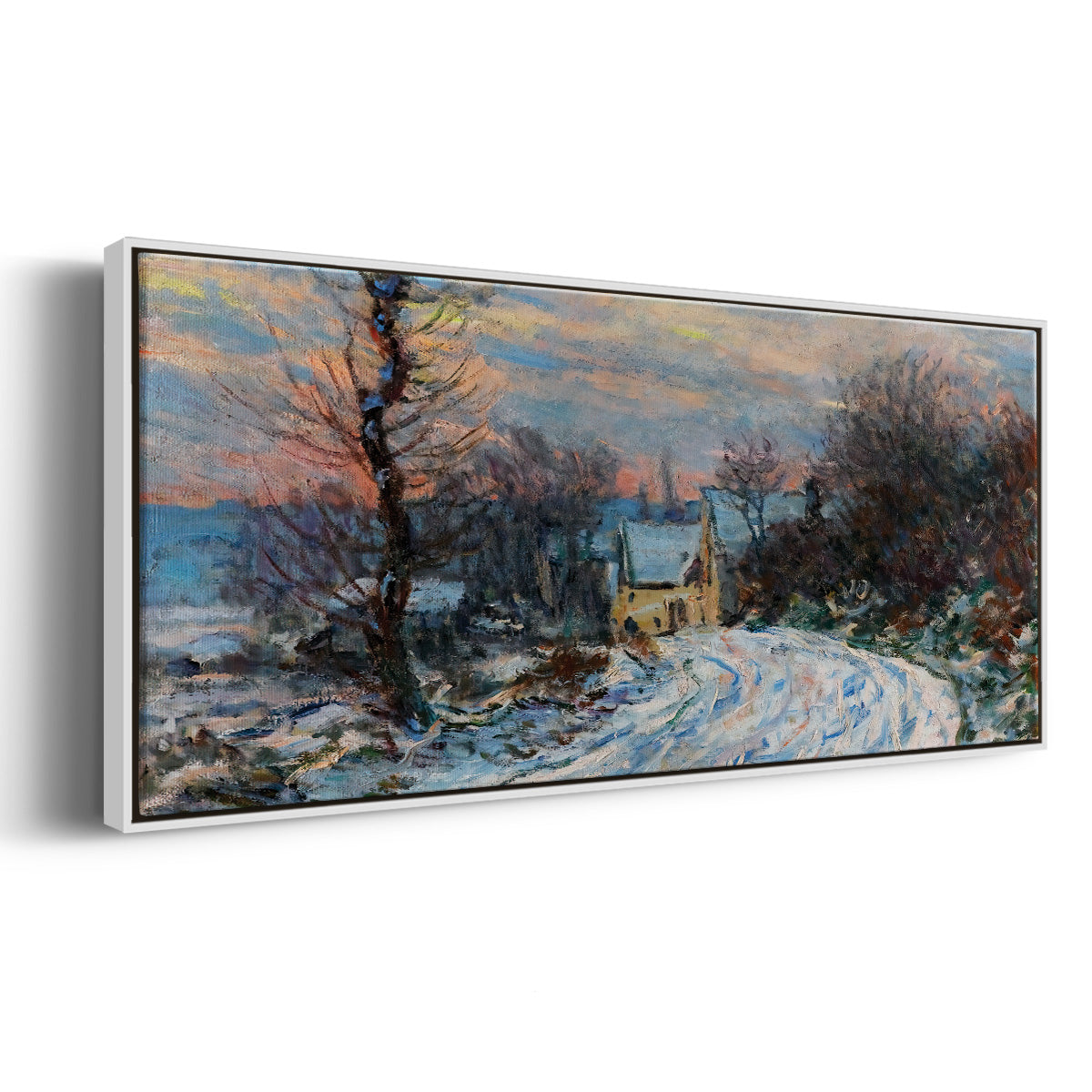 Road to Giverny in Winter, 1885 - Floater Framed Canvas Print