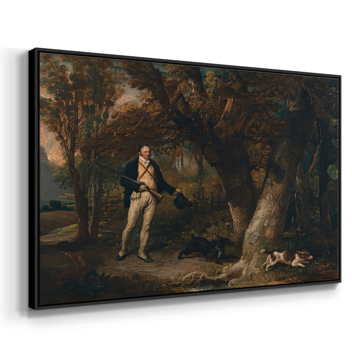 The Reverend Thomas Levett and Favourite Dogs, Cock-Shooting, 1811 - Floater Framed Canvas Print