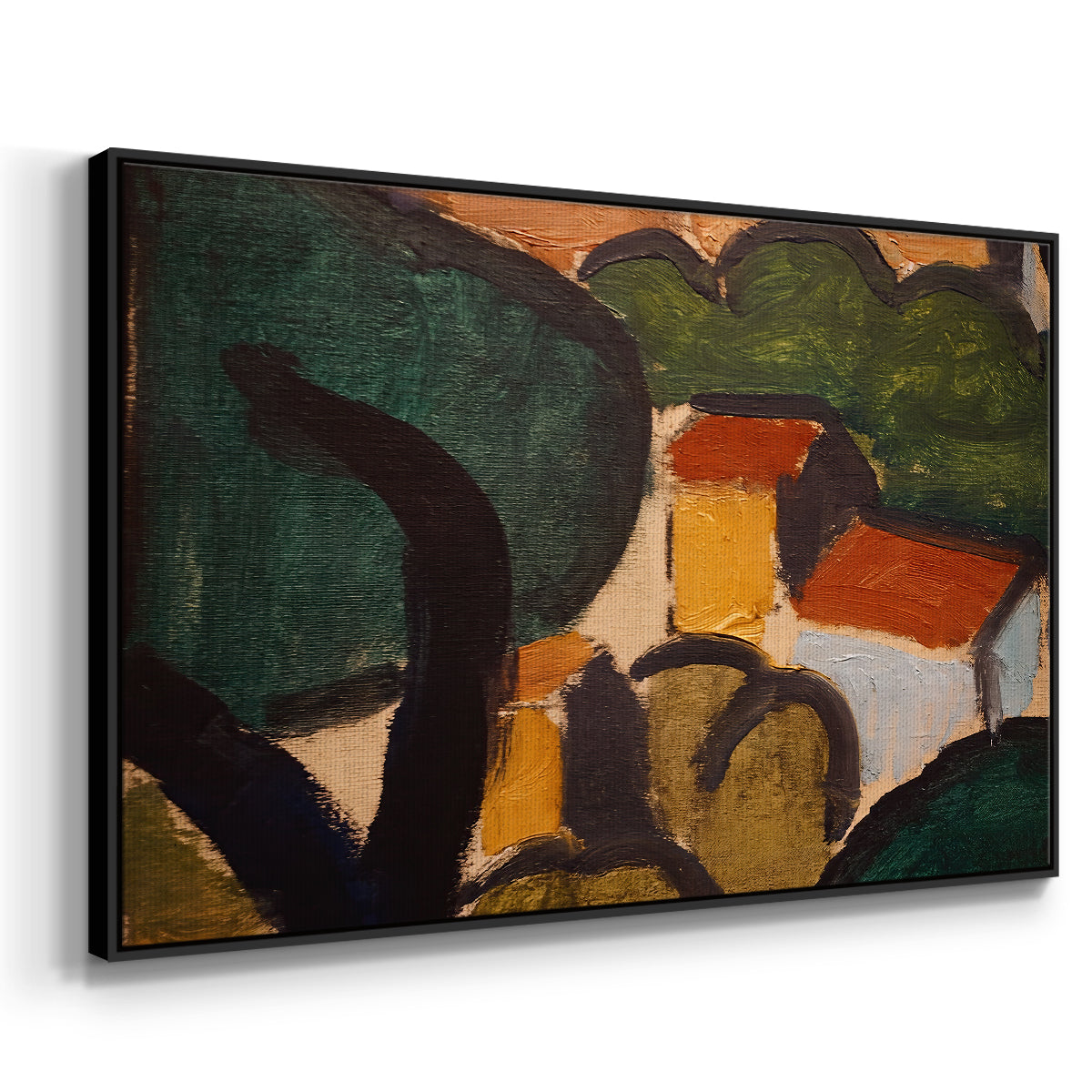 Landscape with Trees and Houses, c. 1905 - Floater Framed Canvas Print