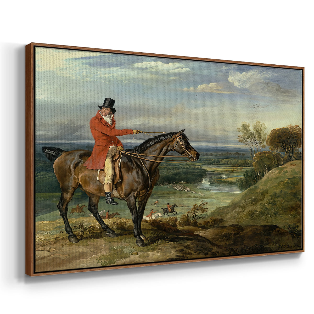John Levett Hunting at Wychnor, Staffordshire, 1818 - Floater Framed Canvas Print