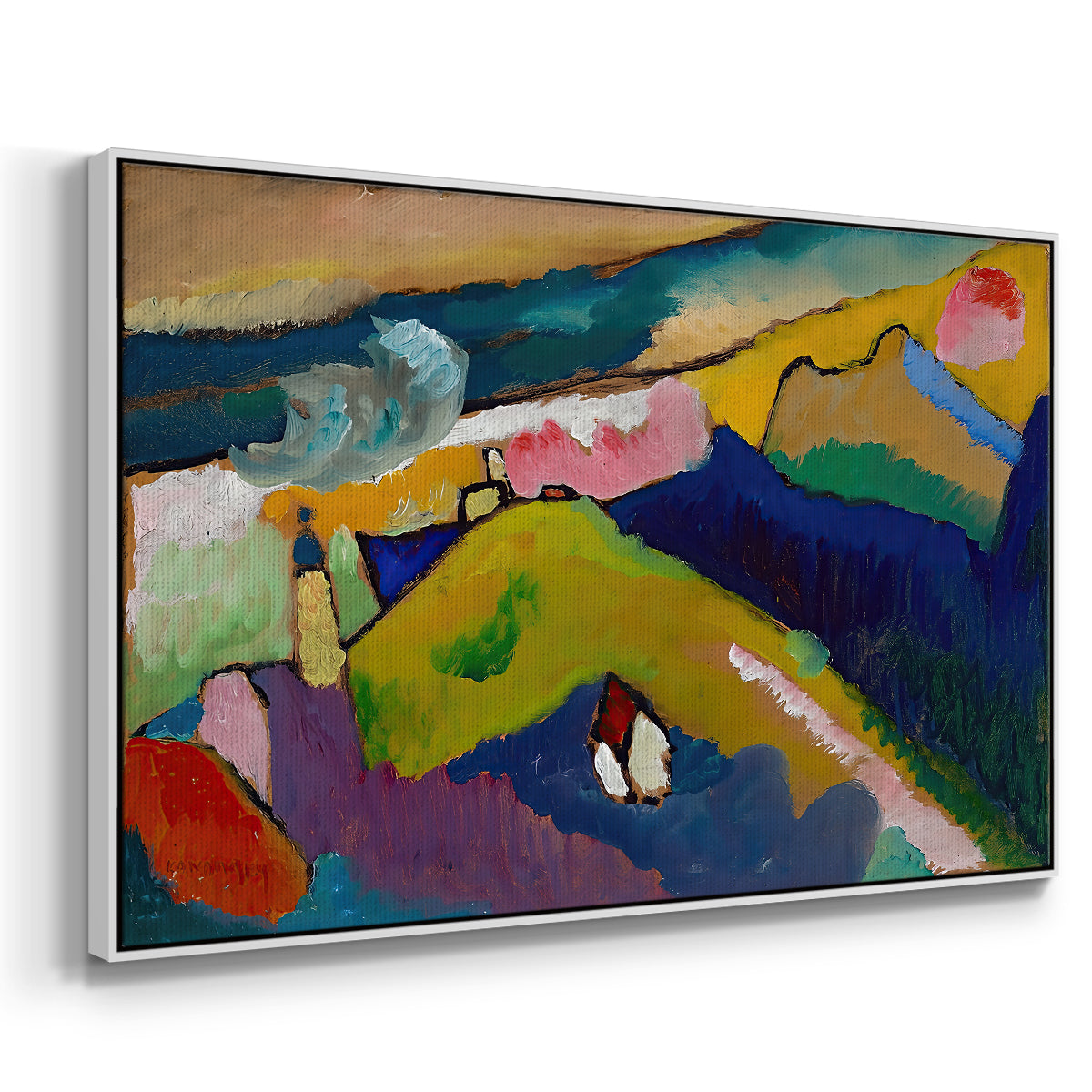 Murnau Mountain Landscape with Church, 1910 - Floater Framed Canvas Print