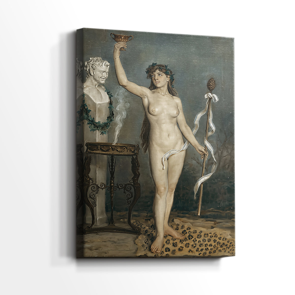 Side view of a canvas art print of a refined composition with subtle contrast and form, showing gallery-wrapped depth.