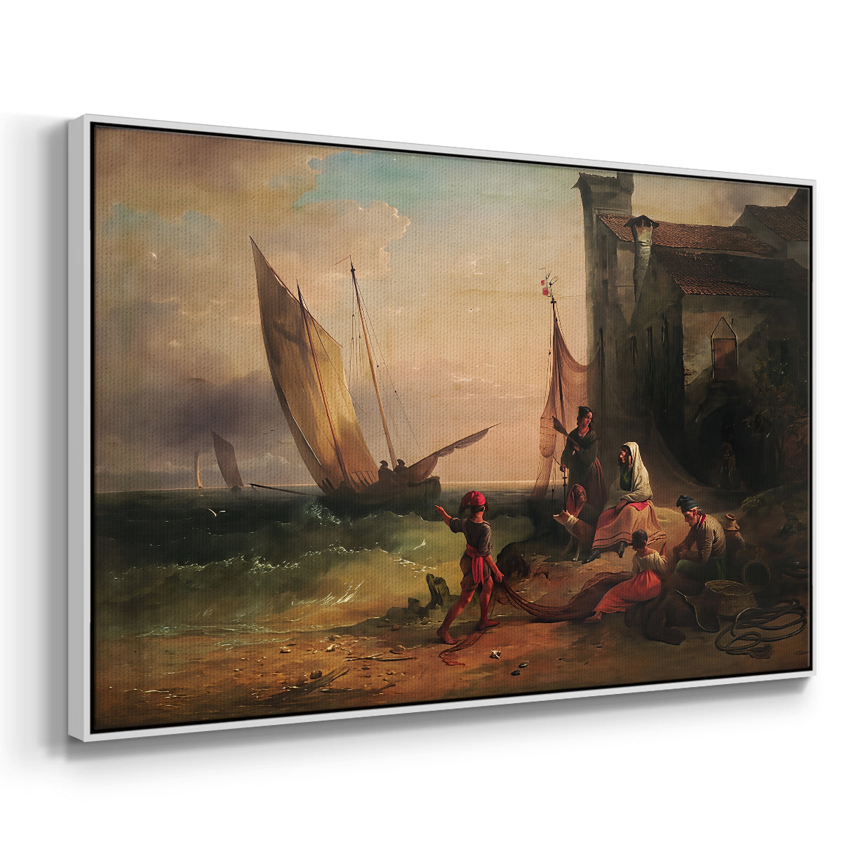 Fisherman's Family from Chioggia, 1838 - Floater Framed Canvas Print