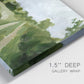 Close-up view of wrapped canvas corner featuring meadow trail through open grassland.